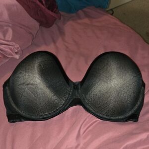 Ambrielle Black Textured Strapless Bra